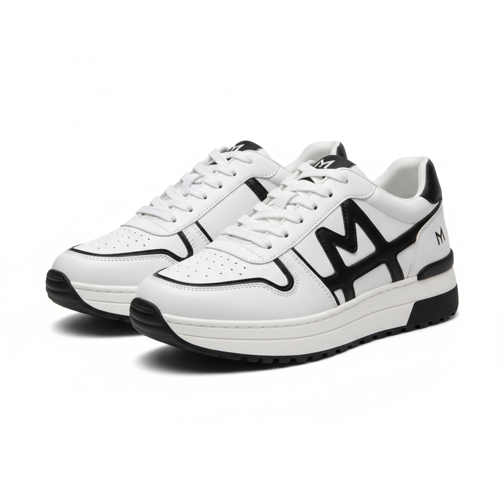 Baskets basses femme blanc et noir
