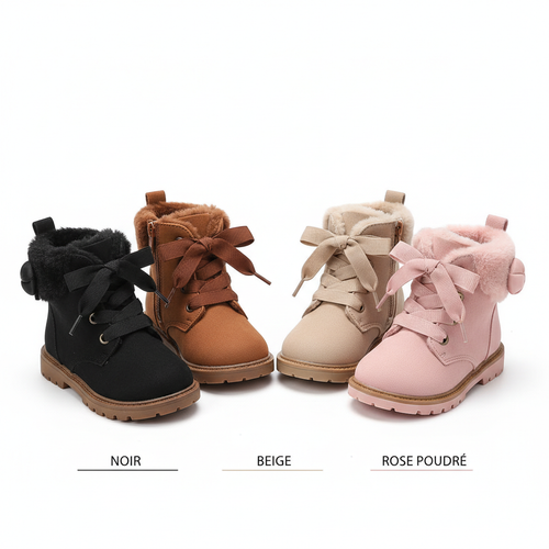 Bottines automne petites filles noir marron beige rose